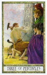 Lá Three of Pentacles - Druidcraft Tarot 4