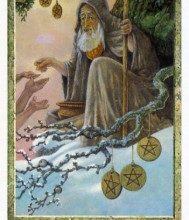 Lá Six of Pentacles - Druidcraft Tarot 9
