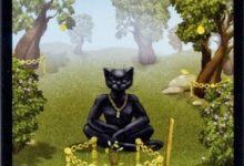 Lá Seven of Pentacles - Black Cats Tarot 21