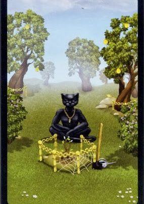 Lá Seven of Pentacles - Black Cats Tarot 1
