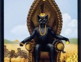 Lá King of Pentacles - Black Cats Tarot 9