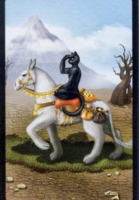 Lá Knight of Pentacles - Black Cats Tarot 1