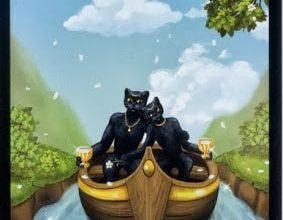 Lá Two of Cups - Black Cats Tarot 8