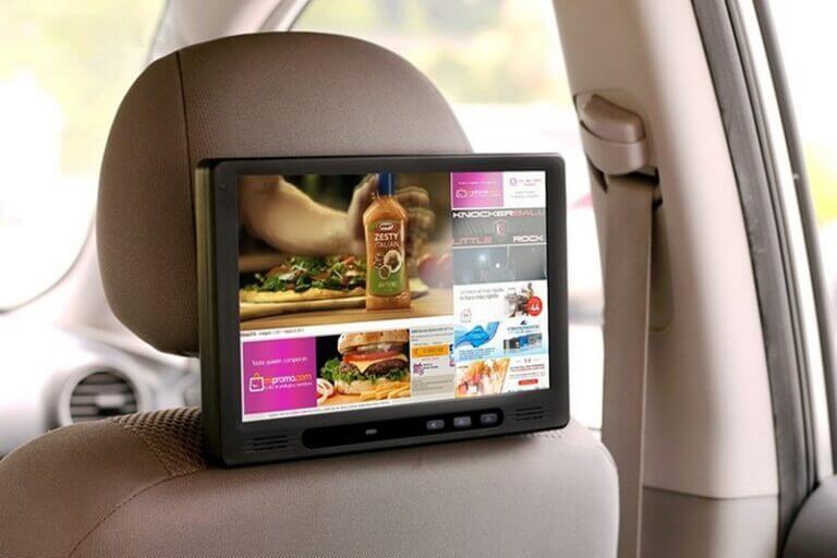 Quảng cáo bằng màn hình Led sau lưng ghế xe